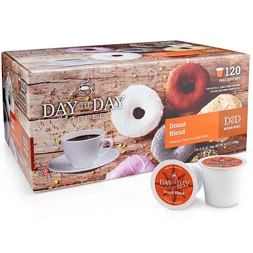 Day to Day Coffee Donut Blend Medium Roast 120 Count K-Cup Pods – Smooth balanced flavor perfect for daily brewing