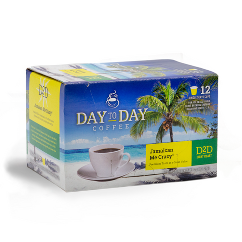 Day to day coffee 12 count jamaican me crazy  light roast coffee pods for single serve coffee brewer