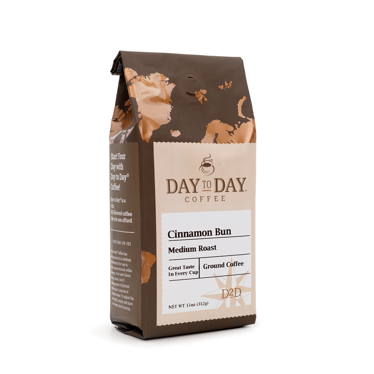 Day to day coffee 11oz cinnamon bun medium roast ground coffee - 2