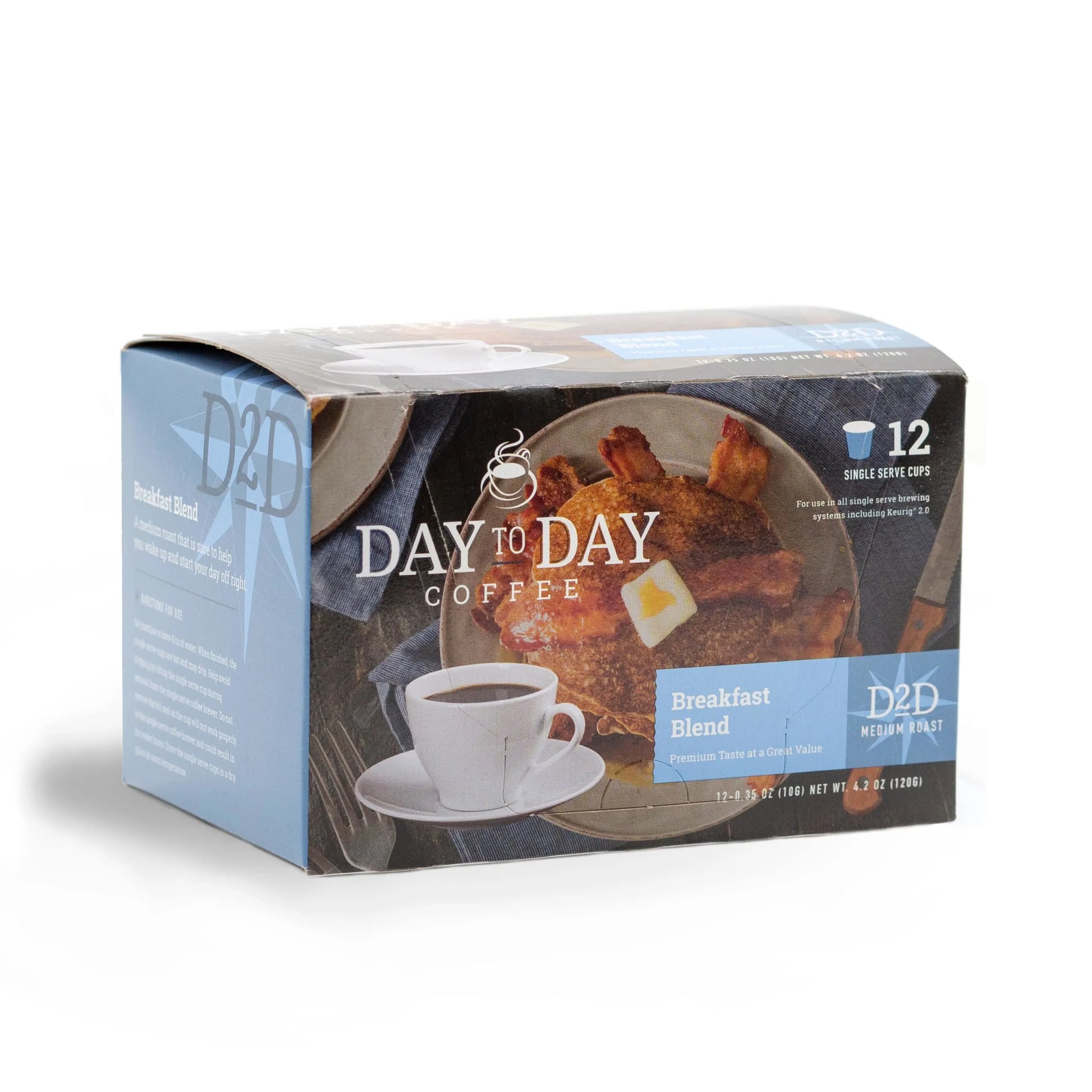 Day to Day Coffee Breakfast Blend Medium Roast 12 Count K-Cup Pods – smooth bright flavor perfect for mornings