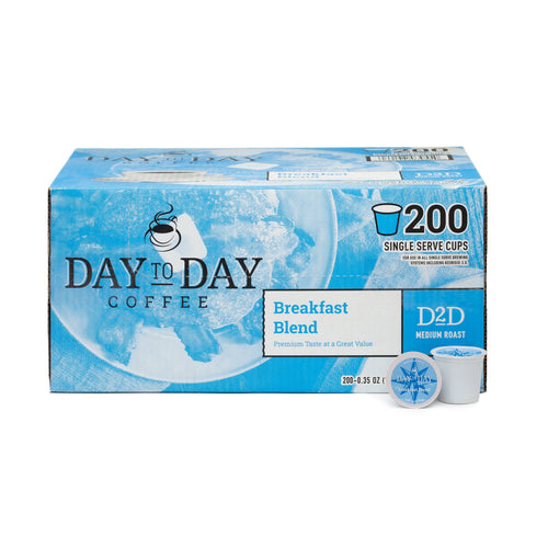 Day to Day Coffee Breakfast Blend Medium Roast 200 Count K-Cup Pods – smooth bright roast for home or office use