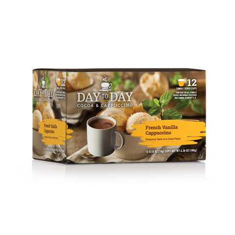 Day to day coffee 12 count french vanilla capuccino coffee menium roast coffee pods for single serve coffee brewer 