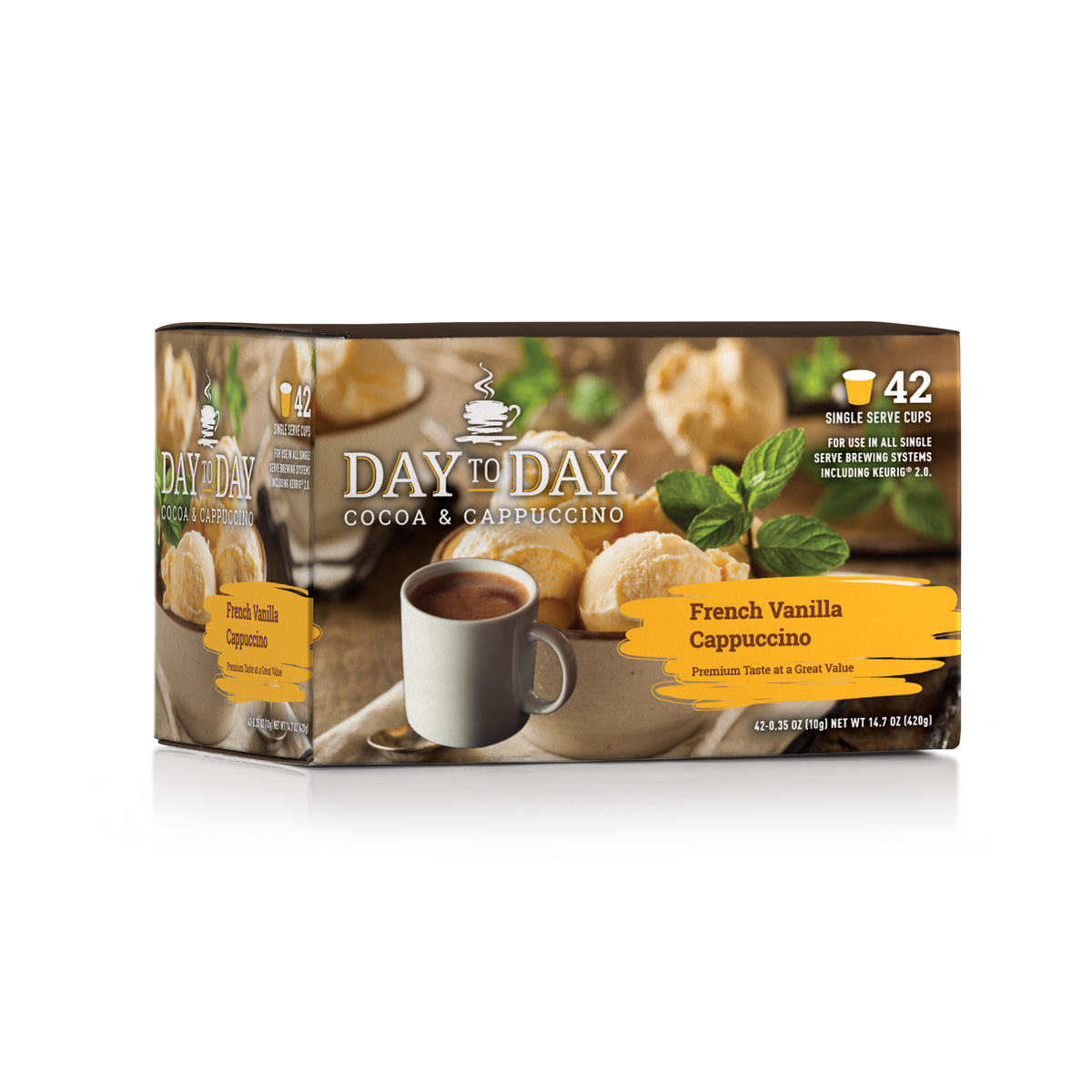 Day to day coffee 42 count french vanilla capuccino coffee menium roast coffee pods for single serve coffee brewer 