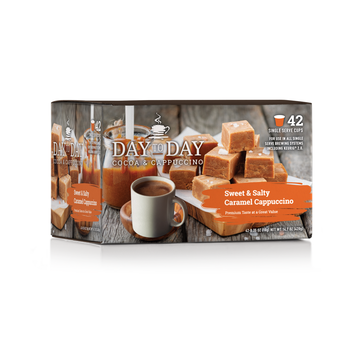 Day to day coffee 42 count salted caramel light roast coffee pods for single serve coffee brewer
