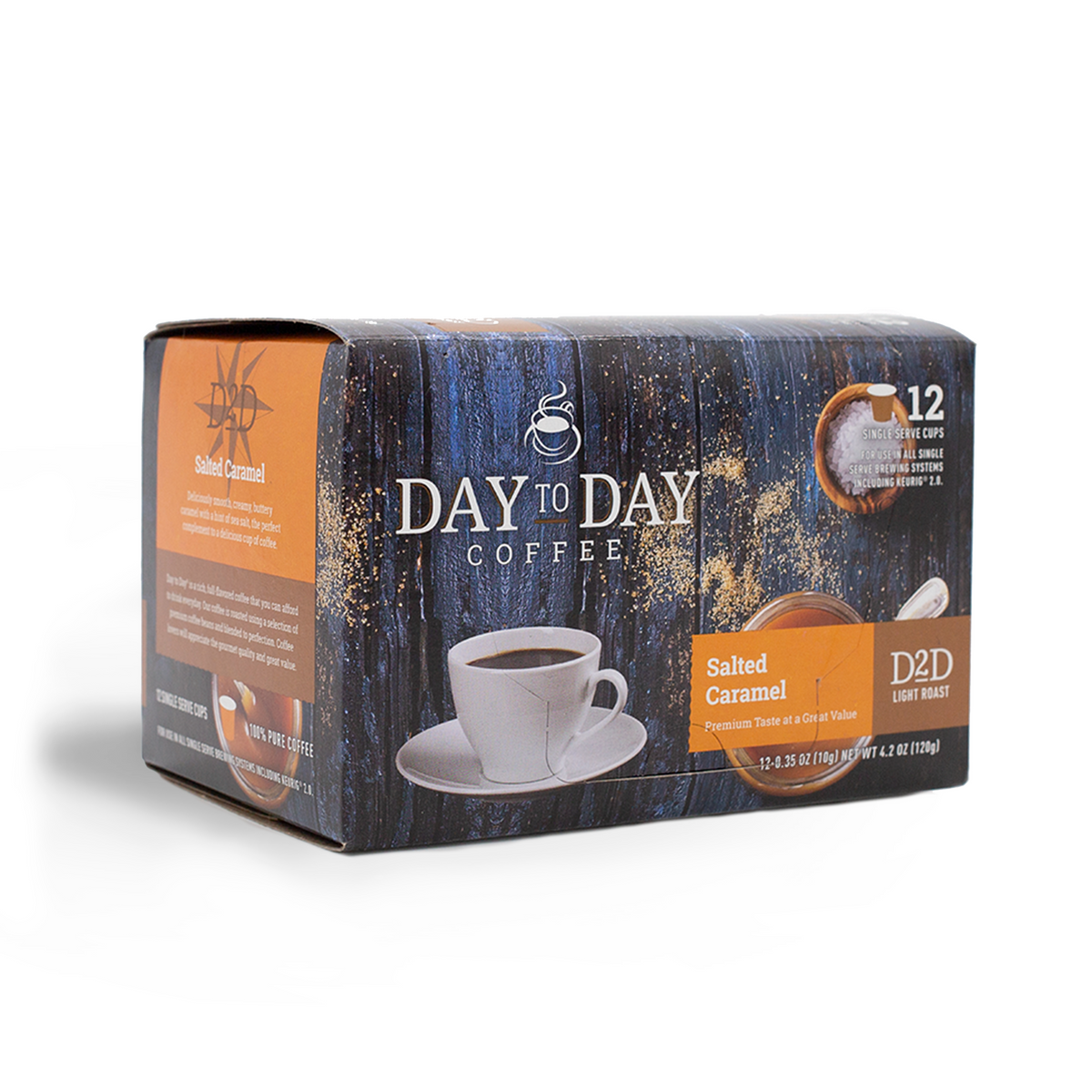Day to day coffee 12 count salted caramel light roast coffee pods for single serve coffee brewer