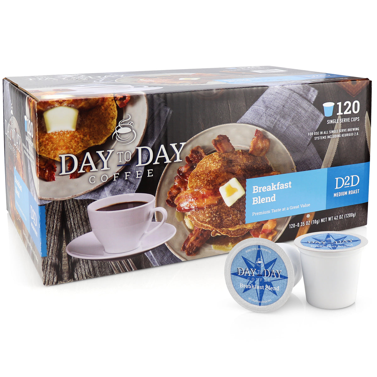 Day to day coffee 120 count breakfast blend medium roast coffee pods for single serve coffee brewer