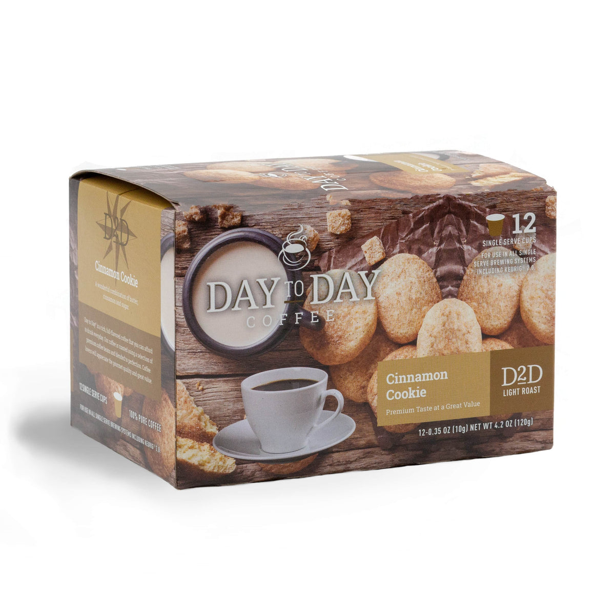 Day to day coffee 12 count cinnamon cookie light roast coffee pods for single serve coffee brewer
