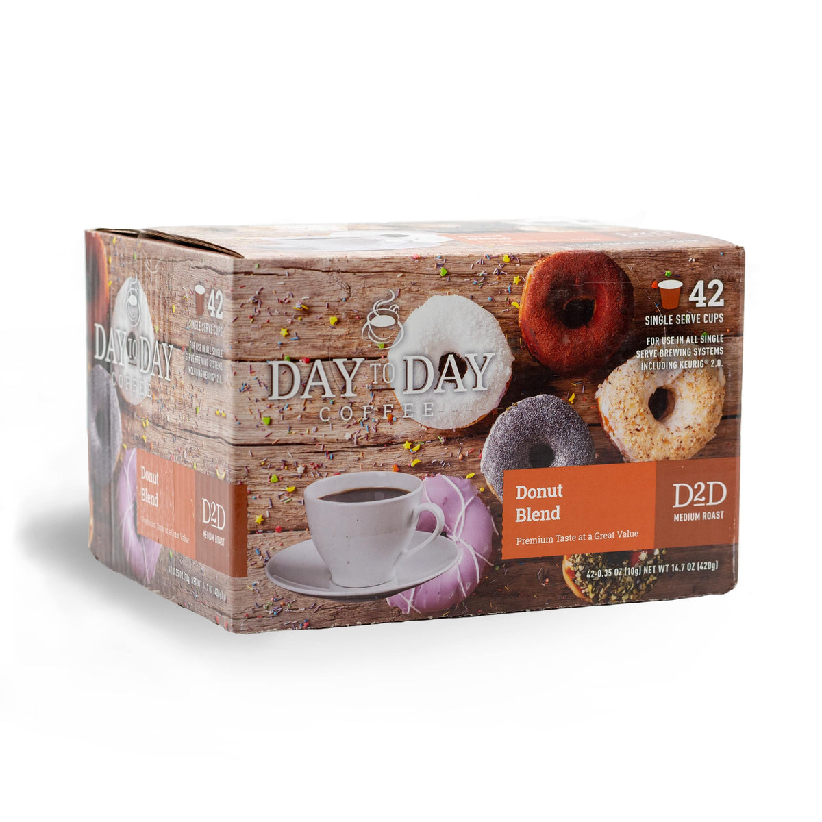 Day to day coffee 42 donut blend medium roast coffee pods for single serve coffee brewer